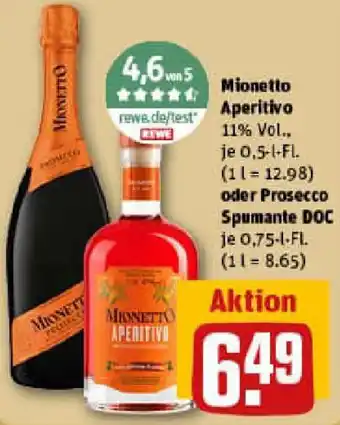 REWE Mionetto Aperitivo oder Prosecco Spumante DOC Angebot