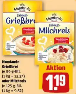 REWE Mondamin Grießbrei oder Milchreis Angebot