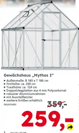 Globus Baumarkt Gewächshaus „Mythos I" Angebot