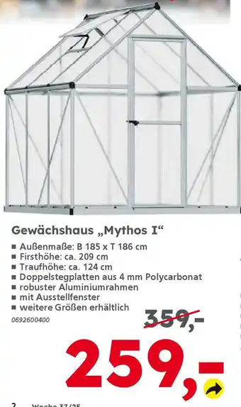 Globus Baumarkt Gewächshaus „Mythos I" Angebot