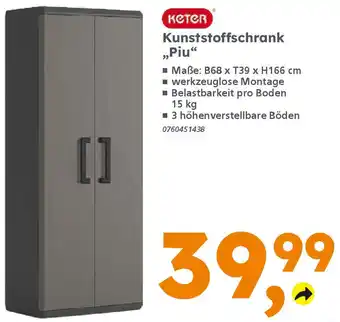 Globus Baumarkt Keter Kunststoffschrank „Piu“ Angebot