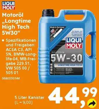 Globus Baumarkt LIQUI MOLY Motoröl „Longtime High Tech 5W30" Angebot