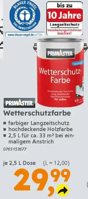 Globus Baumarkt PRIMASTER Wetterschutzfarbe Angebot