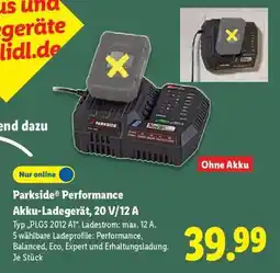 Lidl Parkside Performance Akku-Ladegerät, 20 V/12 A Angebot