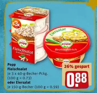 REWE Popp fleischsalat oder eiersalat Angebot