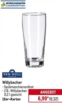 METRO VAN WELL Willybecher Angebot