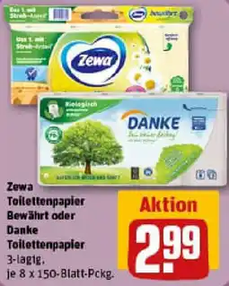 REWE Zewa Toilettenpapier Bewährt oder Danke Toilettenpapier Angebot