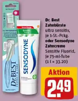 REWE Dr. Best Zahnbürste oder Sensodyne Zahncreme Angebot