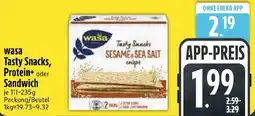 Edeka wasa Tasty Snacks, Protein+ oder Sandwich Angebot
