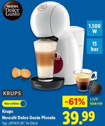 Lidl Krups Nescafé Dolce Gusto Piccolo Angebot