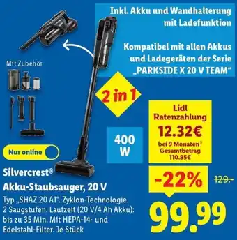 Lidl Silvercrest Akku-Staubsauger, 20 V Angebot