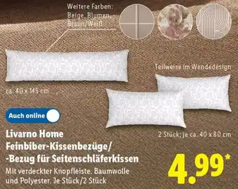 Lidl Livarno Home Feinbiber-Kissenbezüge/ Bezug für Seitenschläferkissen Angebot