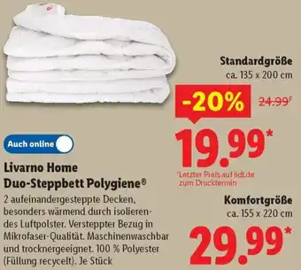 Lidl Livarno Home Duo-Steppbett Polygiene Angebot