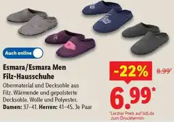 Lidl Esmara/Esmara Men Filz-Hausschuhe Angebot
