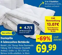 Lidl Dunlopillo 4-Jahreszeiten-Bettdecke Angebot