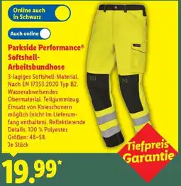 Lidl Parkside Performance Softshell Arbeitsbundhose Angebot