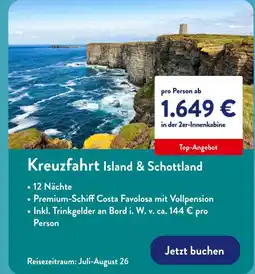 Aldi Nord Costa kreuzfahrt island & schottland Angebot
