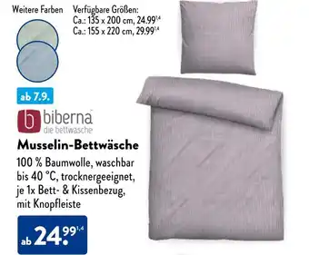 Aldi Nord Biberna musselin-bettwäsche größe ca. 135 x 200 cm Angebot