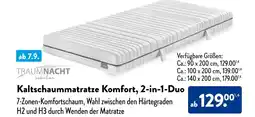 Aldi Nord Traumnacht kaltschaummatratze komfort, 2-in-1-duo Angebot
