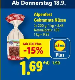 Lidl Alpenfest gebrannte nüsse Angebot