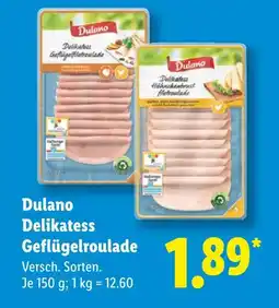 Lidl Dulano delikatess geflügelroulade Angebot