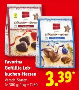 Lidl Favorina gefüllte lebkuchen-herzen zartbitter Angebot