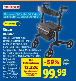 Lidl Ridder rollator modell „comfort plus“ Angebot