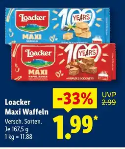 Lidl Loacker maxi waffeln vanilla Angebot