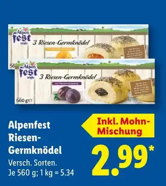 Lidl Alpenfest riesen-germknödel mit pflaumenfüllung Angebot