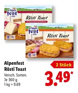 Lidl Alpenfest rösti toast mit camembert & cranberry Angebot