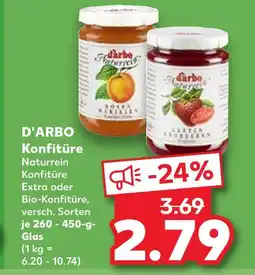 Kaufland D'arbo konfitüre naturrein extra oder bio-konfitüre Angebot
