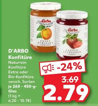 Kaufland D'arbo konfitüre naturrein extra oder bio-konfitüre Angebot
