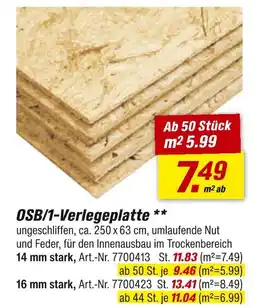 toom Baumarkt Osb/1-verlegeplatte 14 mm stark Angebot