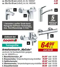 toom Baumarkt Armaturenserie „mycube“ Angebot
