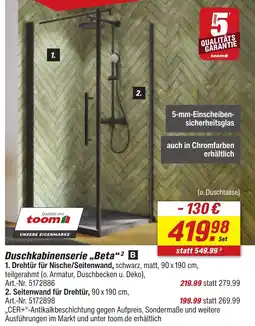 toom Baumarkt Toom Duschkabinenserie „Beta" Angebot