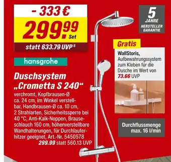 toom Baumarkt Hansgrohe duschsystem „crometta s 240“ Angebot