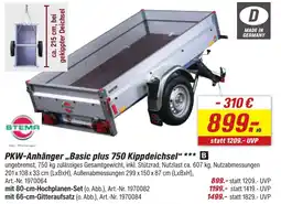 toom Baumarkt Stema PKW-Anhänger,,Basic plus 750 Kippdeichsel" Angebot