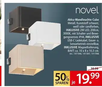 Zurbrüggen Novel akku-wandleuchte cube Angebot