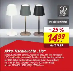 toom Baumarkt Akku-Tischleuchte ,,Lio" Angebot