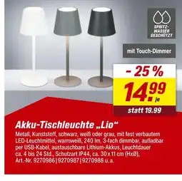 toom Baumarkt Akku-tischleuchte 'lio' Angebot