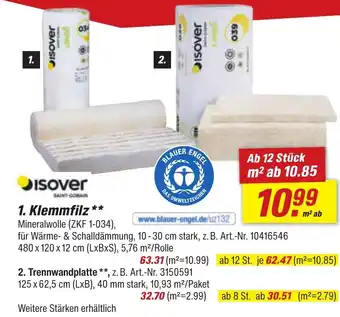 toom Baumarkt Isover 1. Klemmfilz Angebot