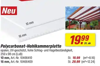 toom Baumarkt Polycarbonat-Hohlkammerplatte 10 mm Angebot
