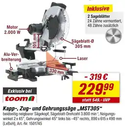 toom Baumarkt Scheppach kapp-, zug- und gehrungssäge mst305 Angebot