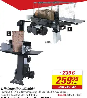 toom Baumarkt Scheppach 1. Holzspalter,,HL460" Angebot