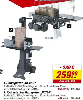 toom Baumarkt Scheppach holzspalter hl460 Angebot