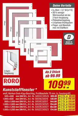 toom Baumarkt Roro kunststofffenster 500 x 600 mm Angebot