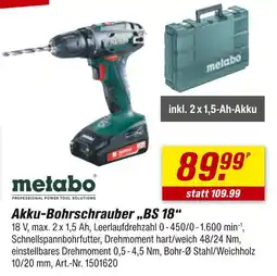 toom Baumarkt Metabo akku-bohrschrauber „bs 18“ Angebot