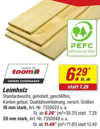 toom Baumarkt Leimholz Angebot