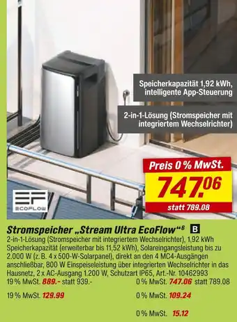 toom Baumarkt Ecoflow stromspeicher „stream ultra ecoflow“ Angebot