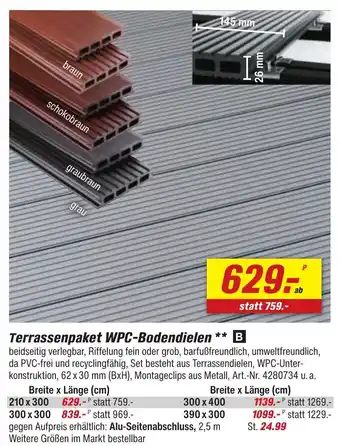 toom Baumarkt Terrassenpaket WPC-Bodendielen 210*300 Angebot